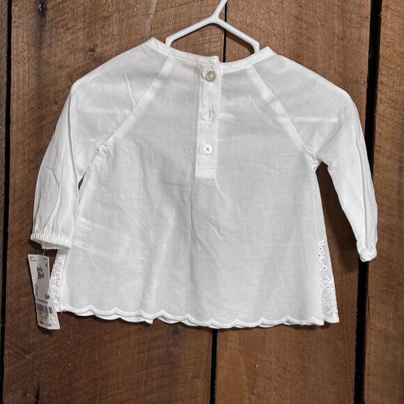Oshkosh baby B’gosh Long Sleeve Floral Eyelet Top Blouse 3 Months BOHO White NWT - Picture 4 of 11